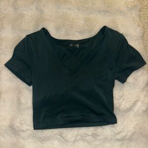 Aerie Dark Green V-Neck Crop Top